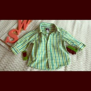 Carter's 12 month Button Down Green And White